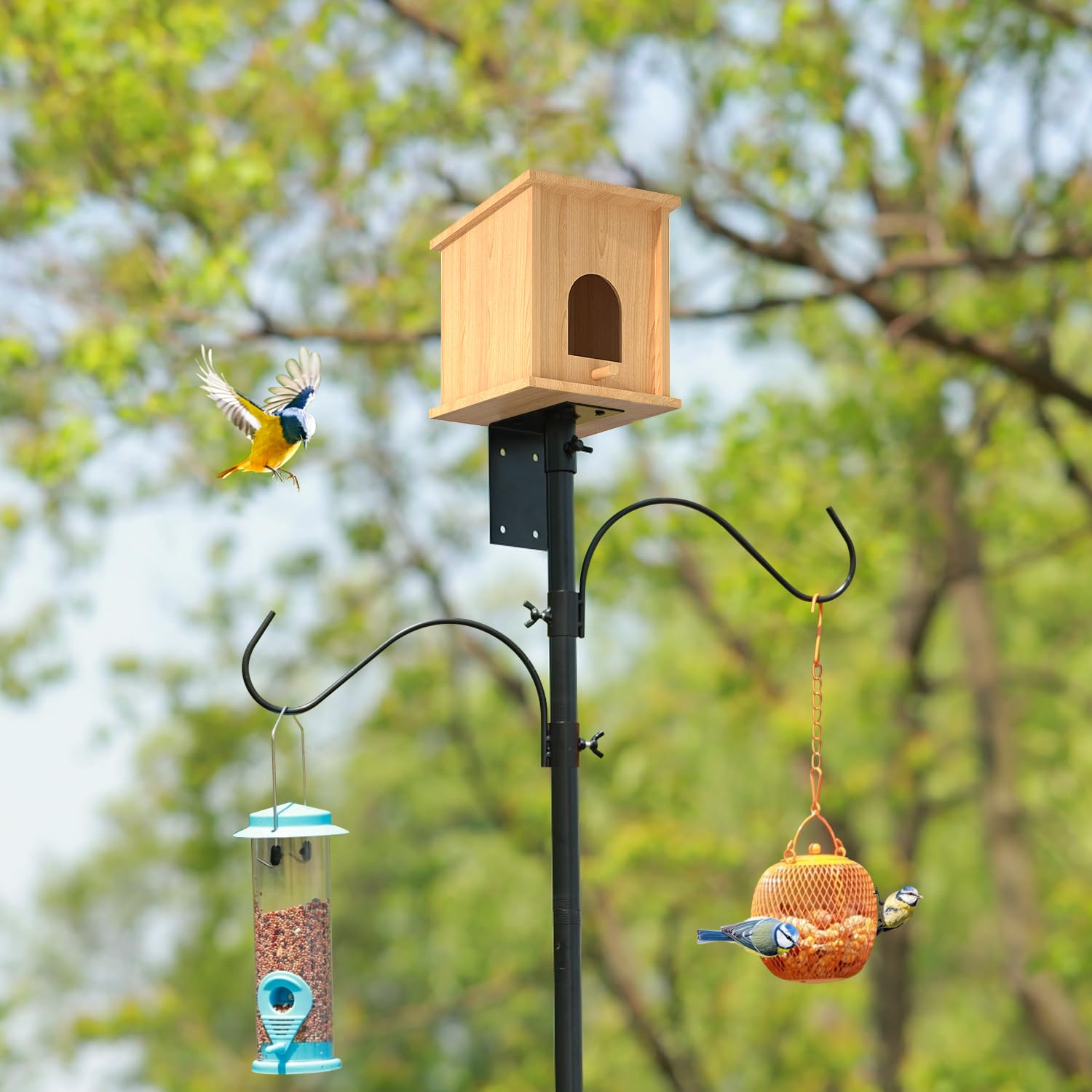 ERYTLLY bird feeder pole with two hooks for lanterns or plants