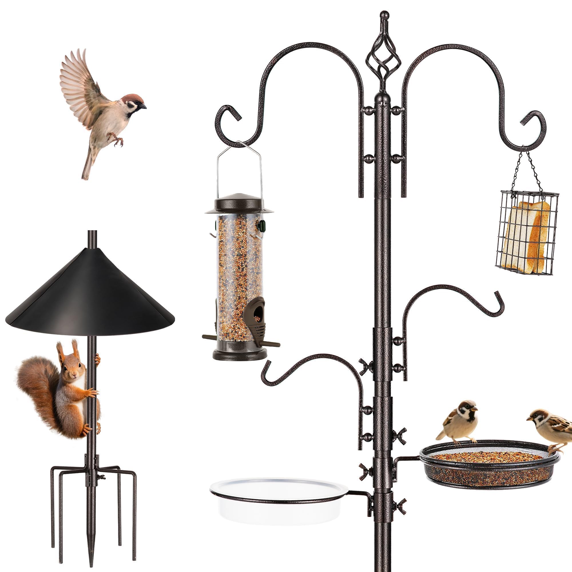 ERYTLLY Bird Feeding Station full setup shows tall sturdy design for easy backyard birdwatching