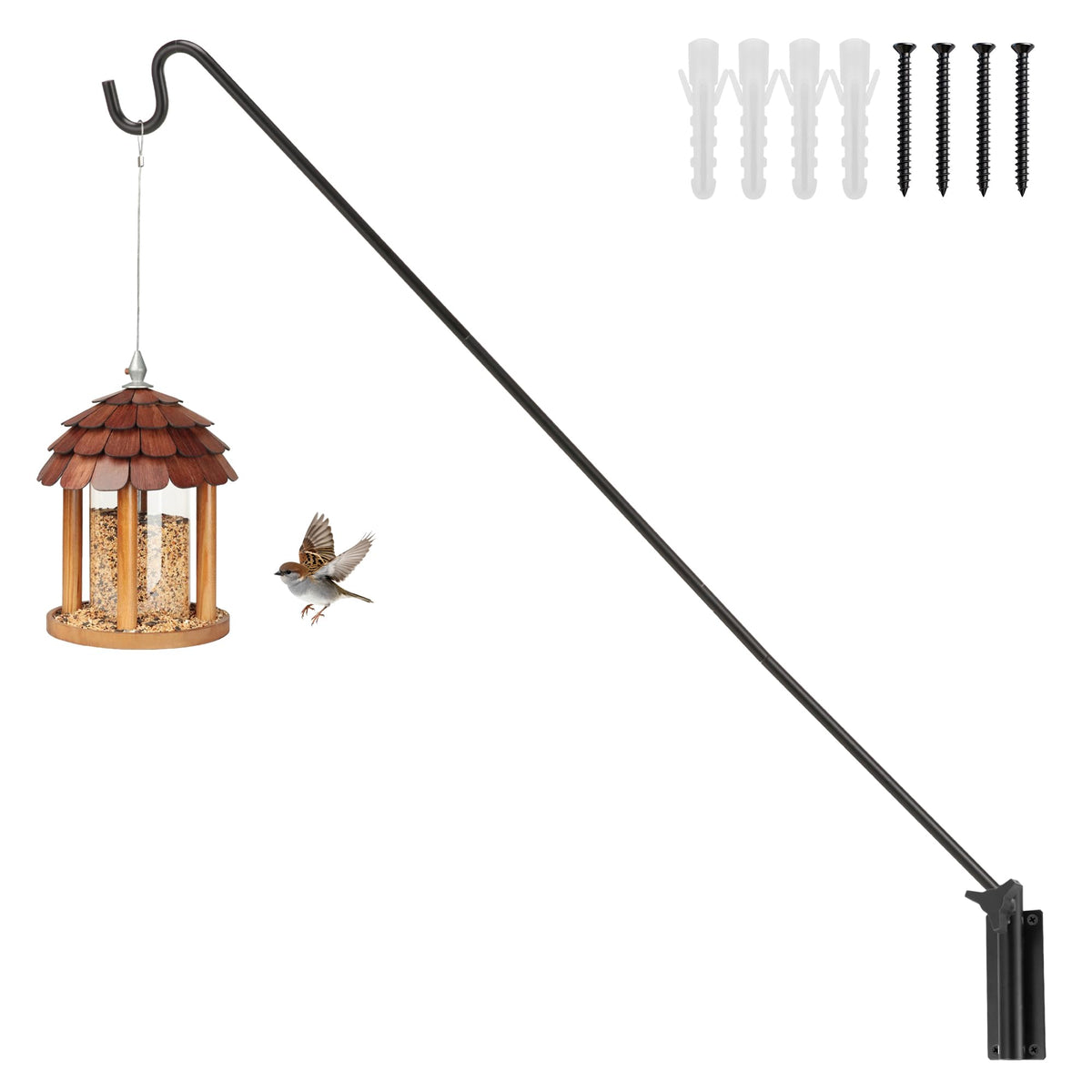 ERYTLLY extended reach deck hook on wall pole, adjustable from 28 to 43 inches for flexible hanging