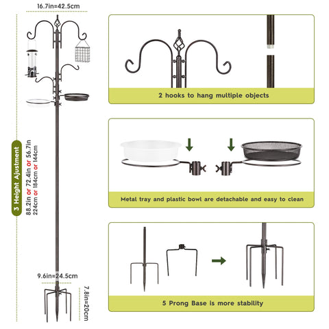 ERYTLLY Bird Feeding Station Kit adjustable hooks let you rearrange feeders.