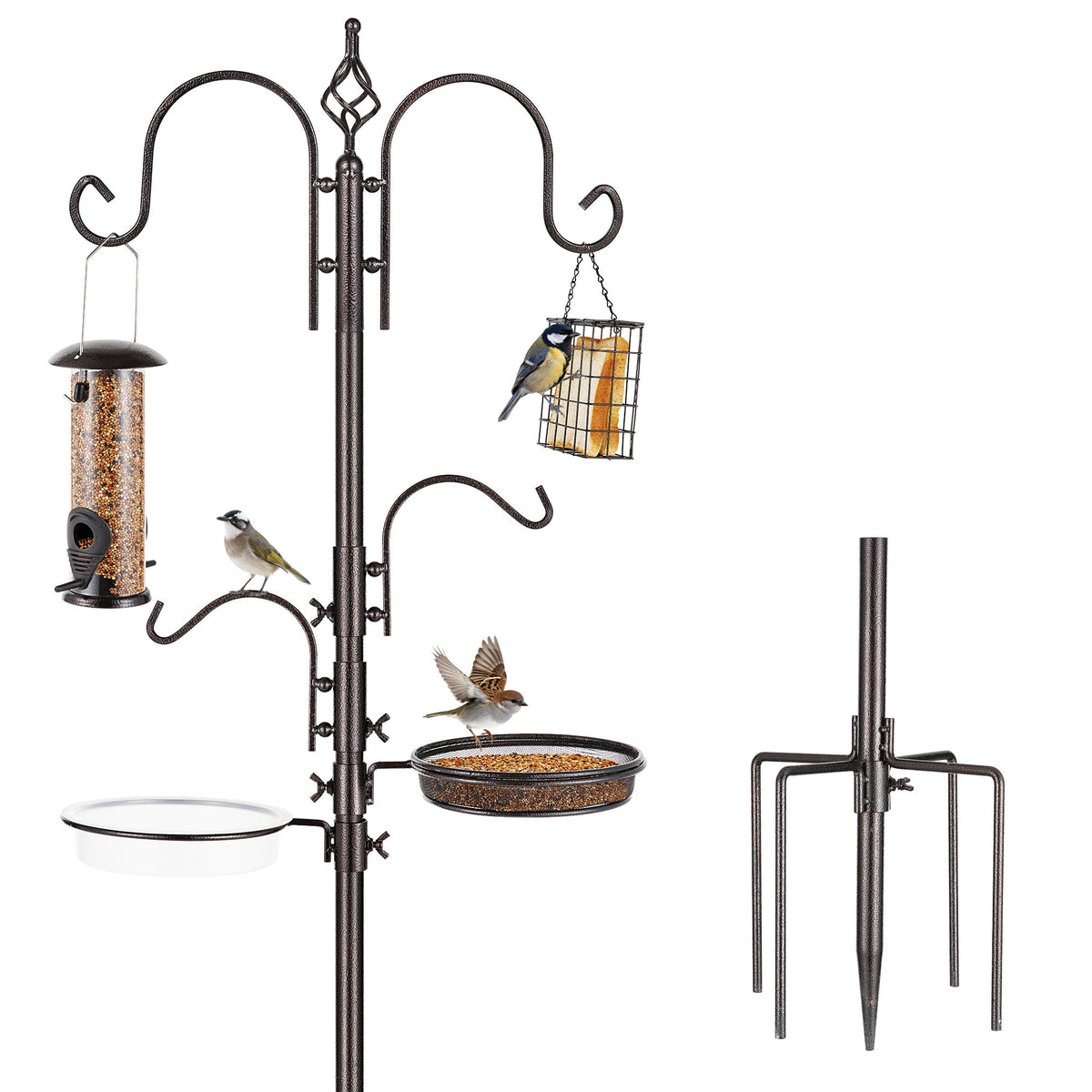 ERYTLLY Bird Feeding Station Kit pole elevates feeders for easy backyard viewing.