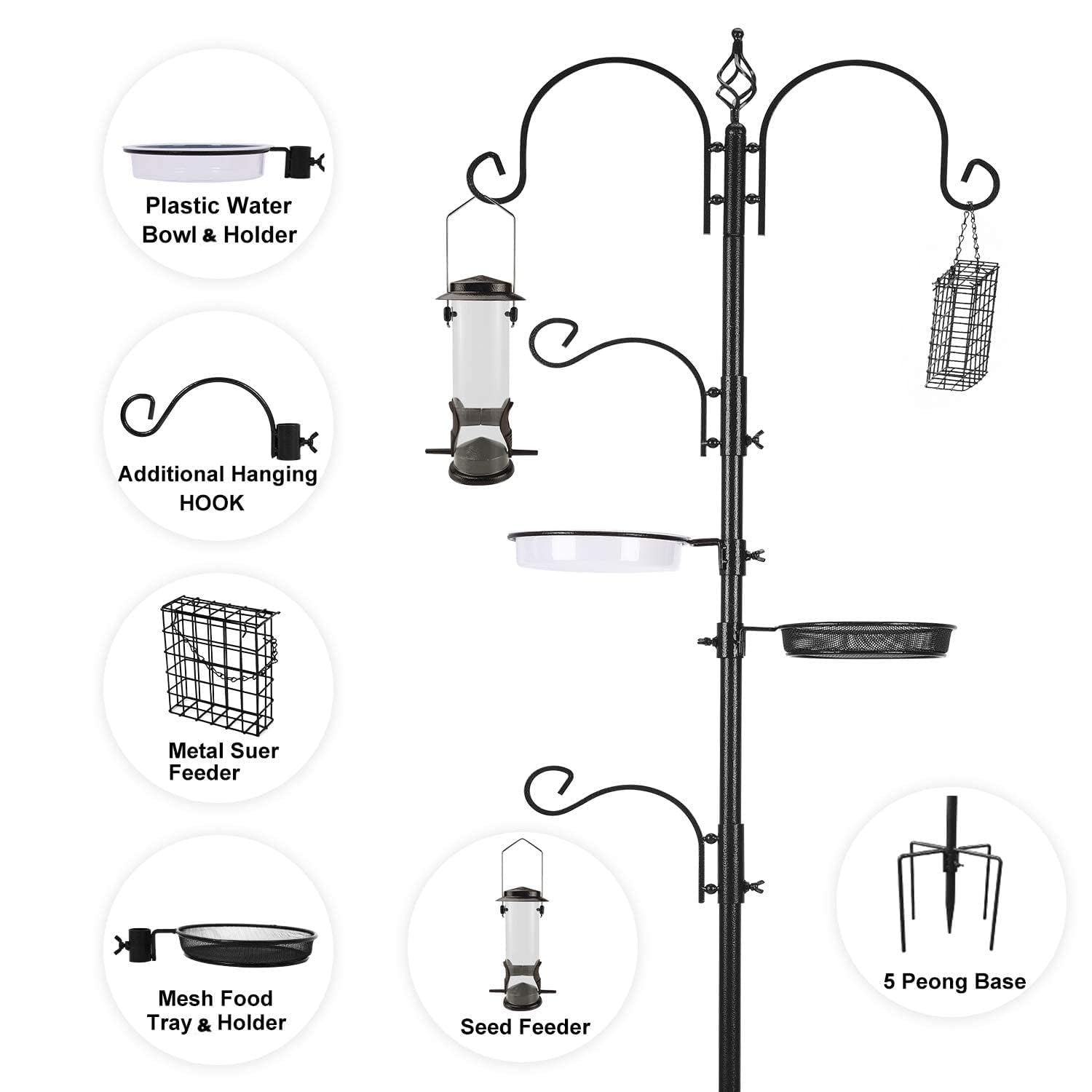 ERYTLLY Bird Feeding Station Kit tool-free assembly for quick setup.
