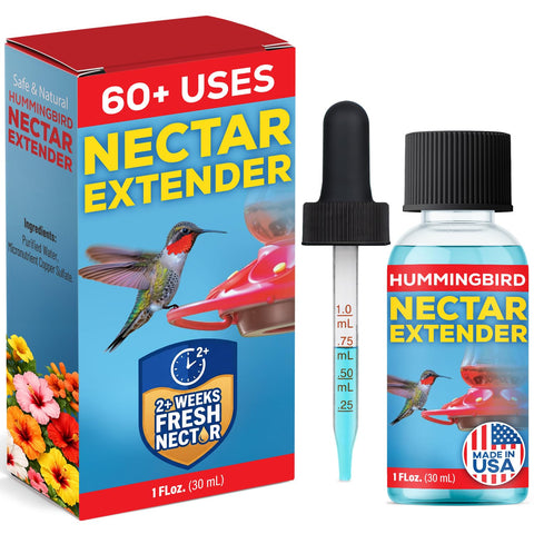 Escentile hummingbird nectar extender bottle with dropper for precise mixing and longer nectar freshness