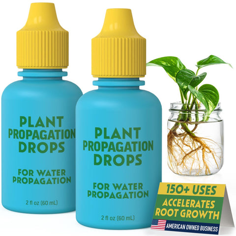 Escentile Rooting Drops bottle close-up showing precise dosing for propagation.