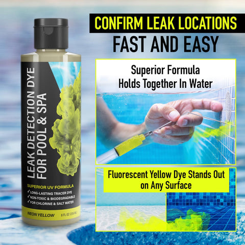 Escentile uv-dye-glow clearly reveals leaks in bright sun.