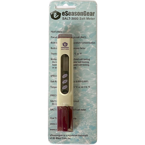 eSeasonGear SALT-3000 meter calibration view for quick pre-calibrated salinity checks