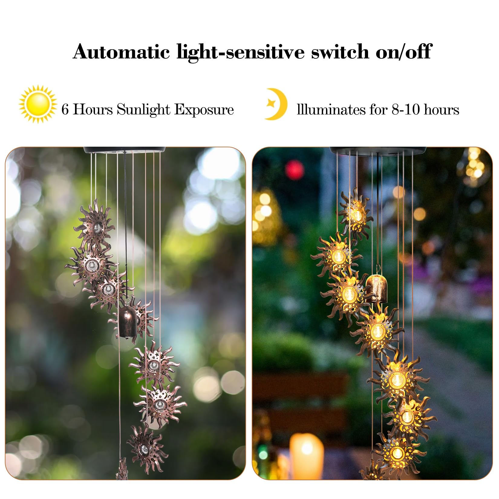 EsGarden sun-moon-star wind chimes are ideal as a thoughtful gift idea