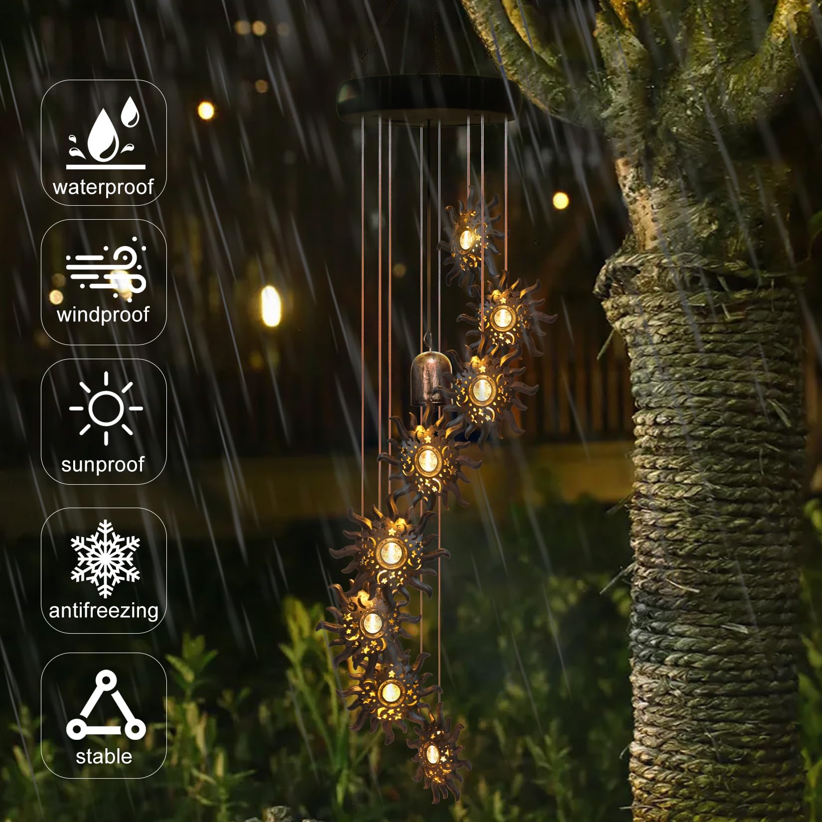 EsGarden 8-led solar wind chimes create magical atmosphere for backyard meals