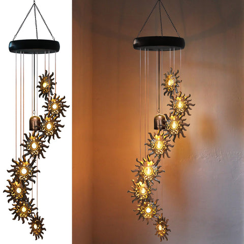 EsGarden sun-moon-star wind chimes sparkle softly on breezy evenings for relaxing ambiance