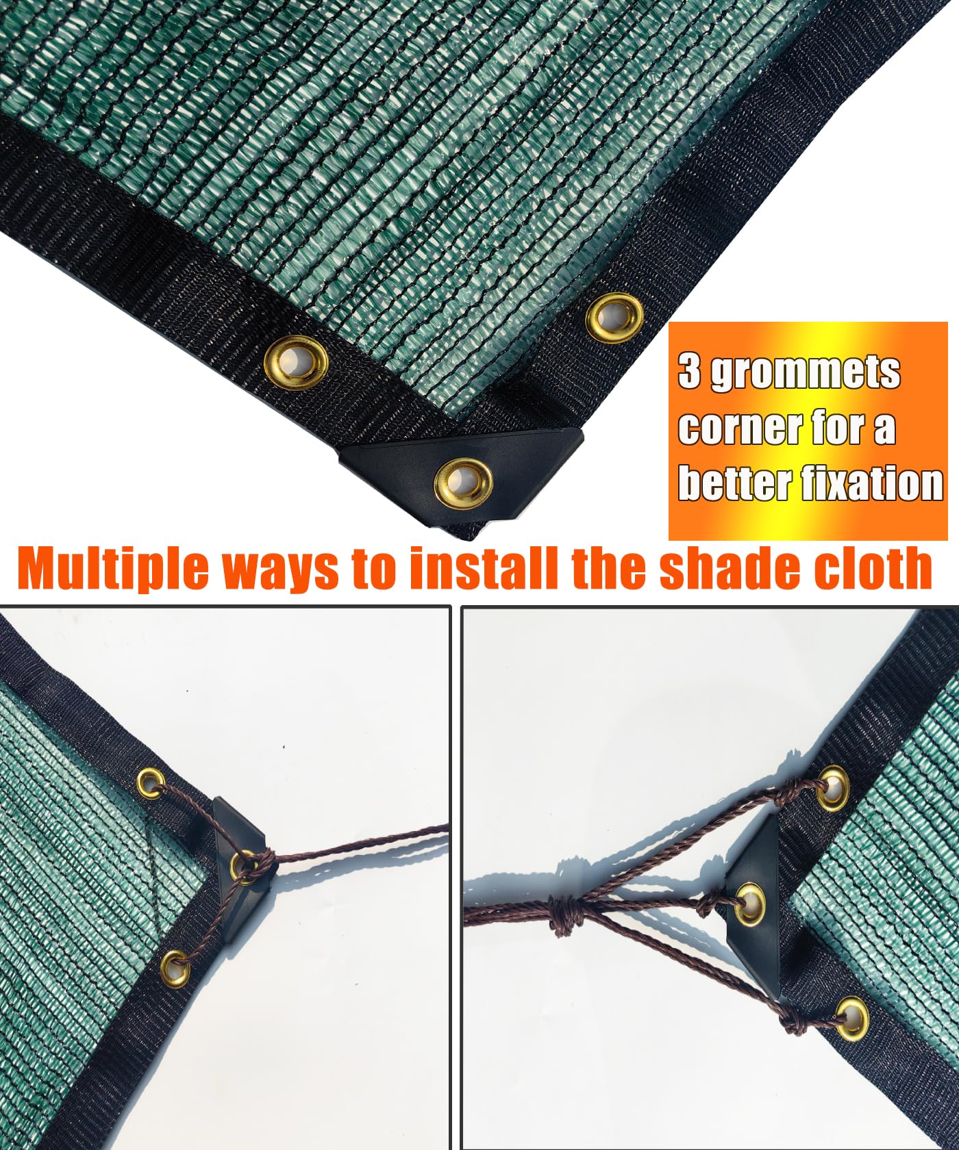 E.share shade cloth with double grommets enables secure installation.