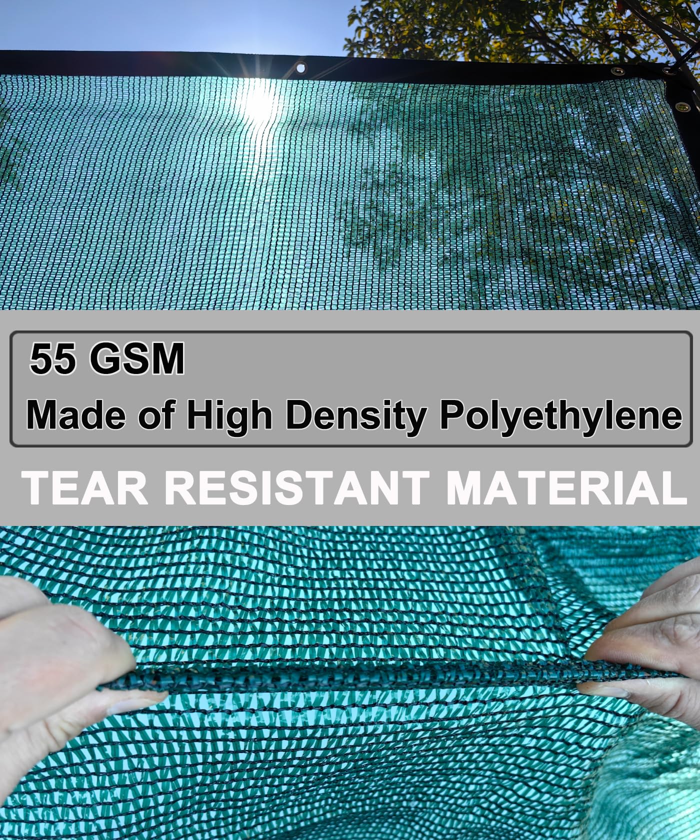 E.share green shade netting durable fabric reduces heat in sun-exposed porch spaces.