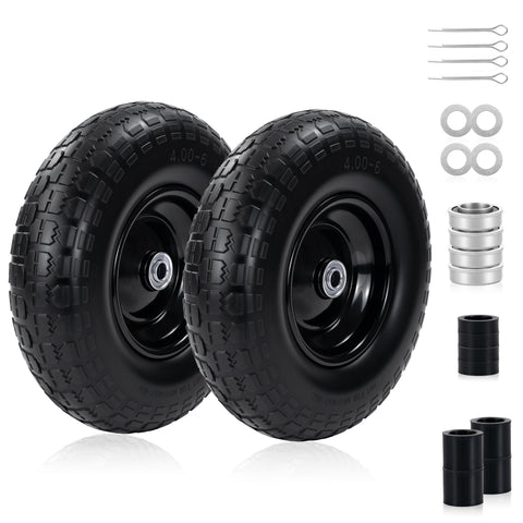 eshcol 2pc 13in flat-free tire wheels for garden carts with maintenance-free mobility