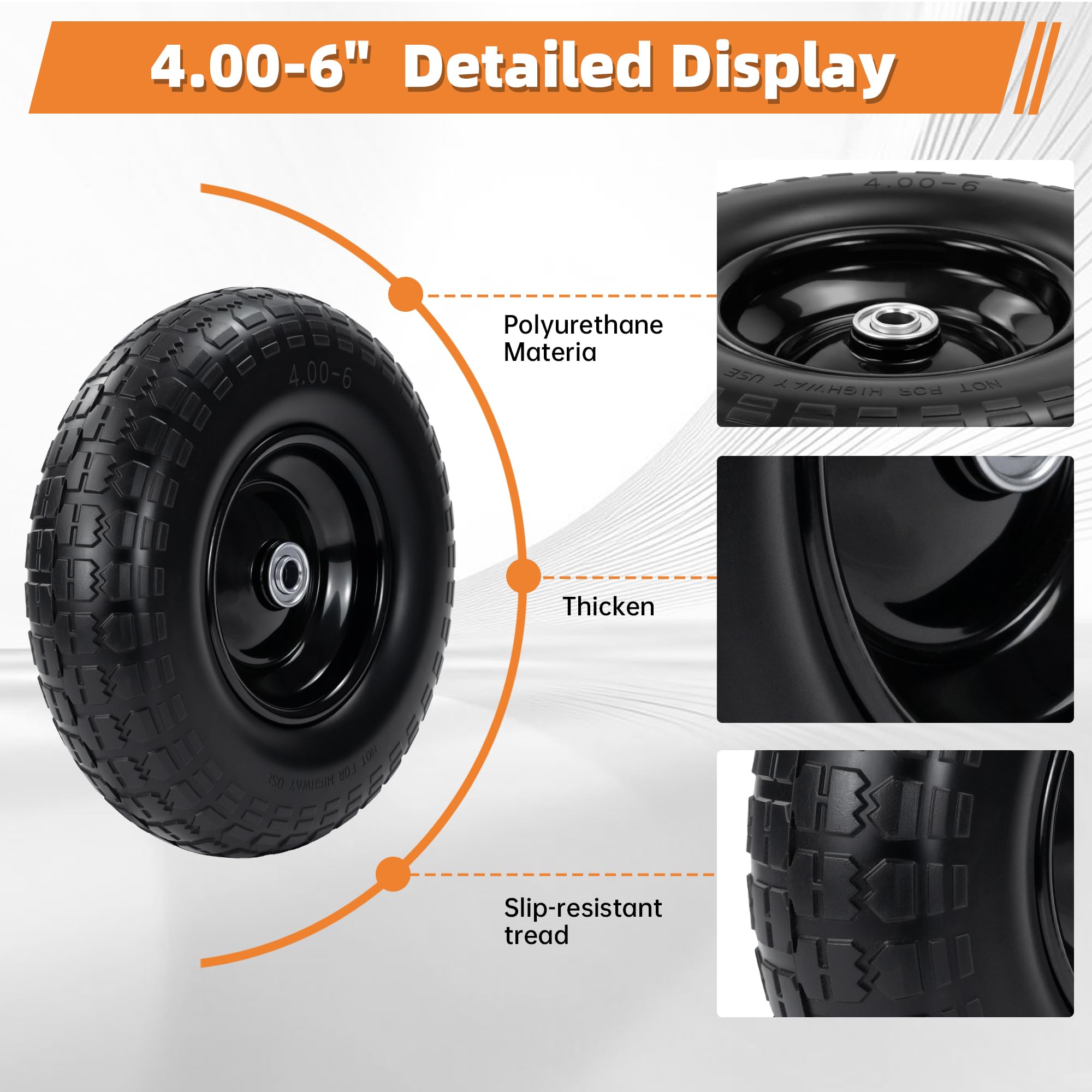 eshcol 4.00-6 polyurethane tire delivers puncture-resistant, maintenance-free operation