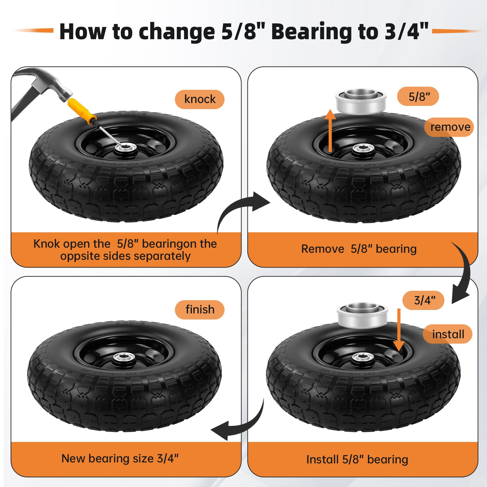 eshcol axle compatible with 5/8-inch and 3/4-inch bearings for broad cart compatibility