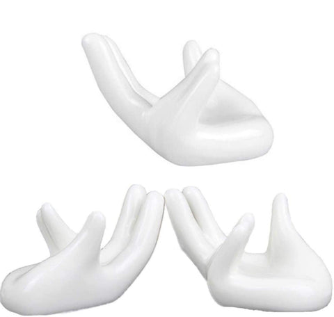 Eshylala ceramic hand-shaped air plant holder trio for desk display.