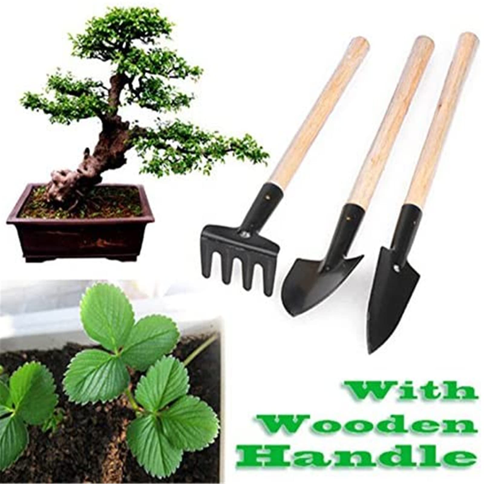 Eshylala compact garden rake showcasing wood handle for easy cultivation.