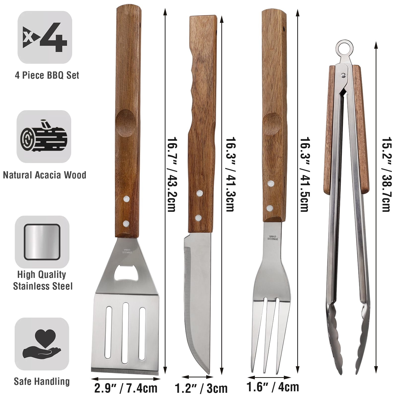 Esie Houzie 16-inch knife for clean slices during grilling.