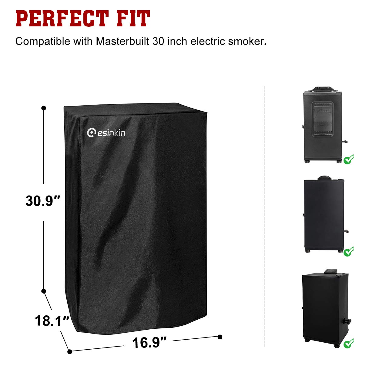 Esinkin 30-inch smoker cover provides outdoor durability and weather protection