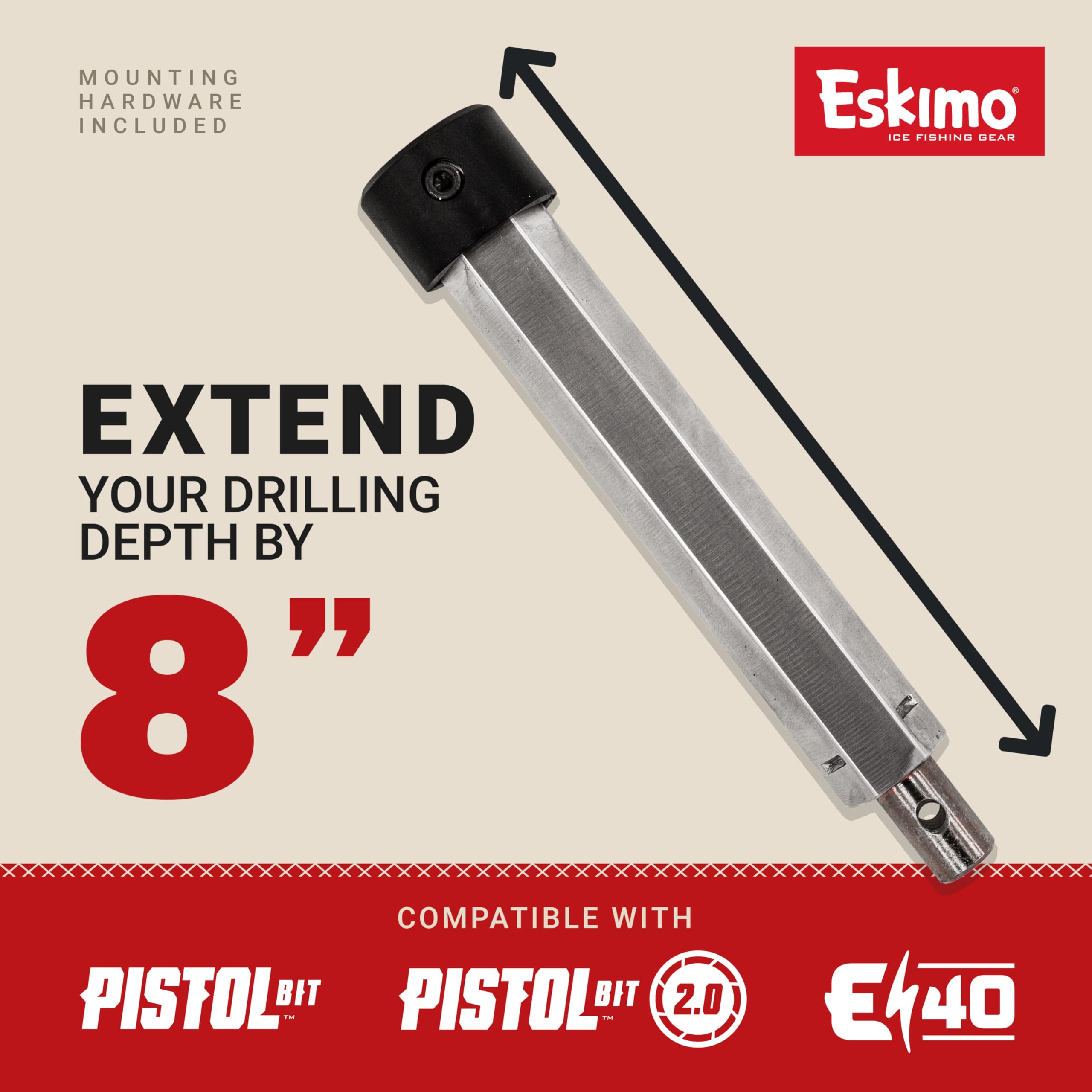 Eskimo Hex Extension compatible with all Eskimo augers for versatility
