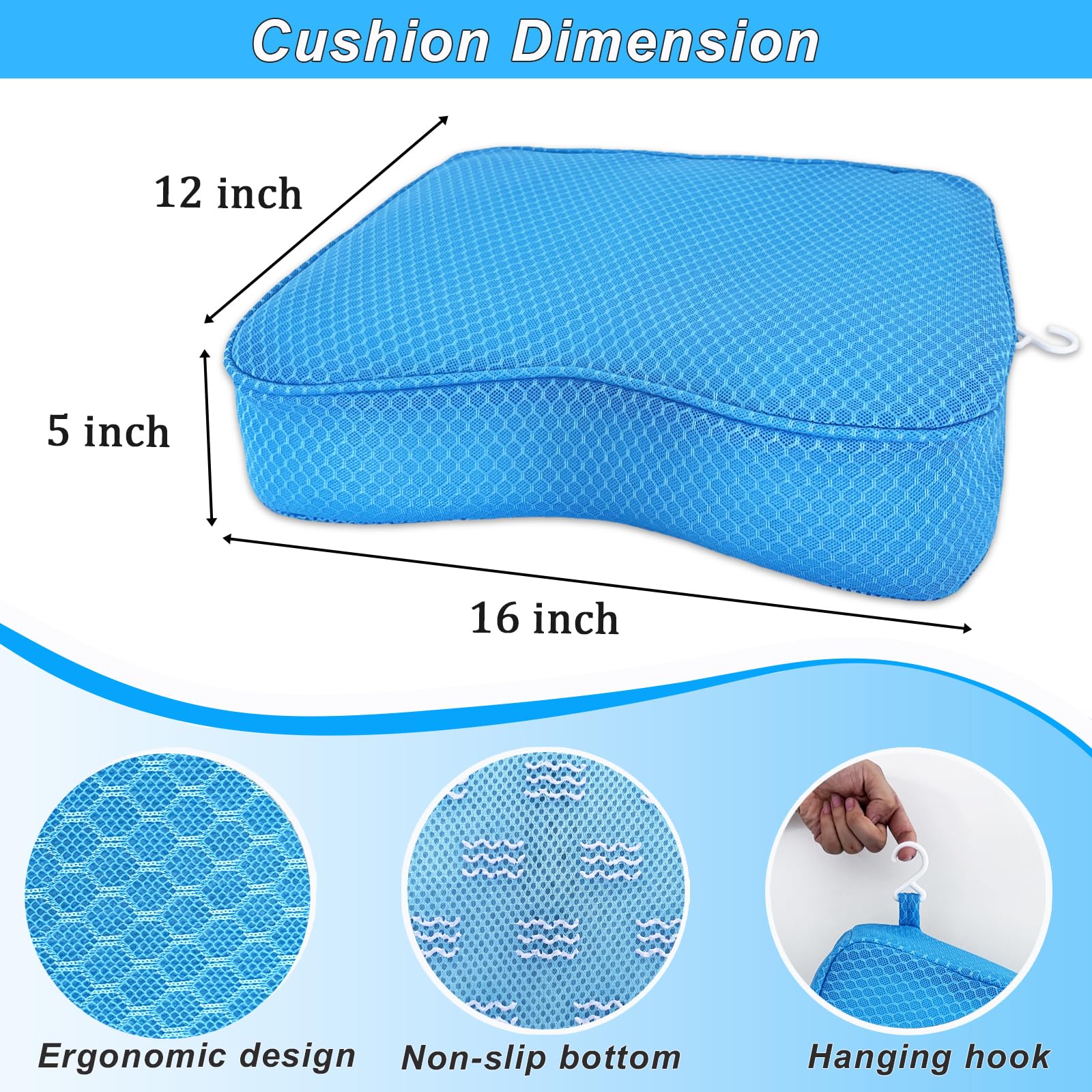 Esme L&H seat features non-slip bottom for stable underwater positioning