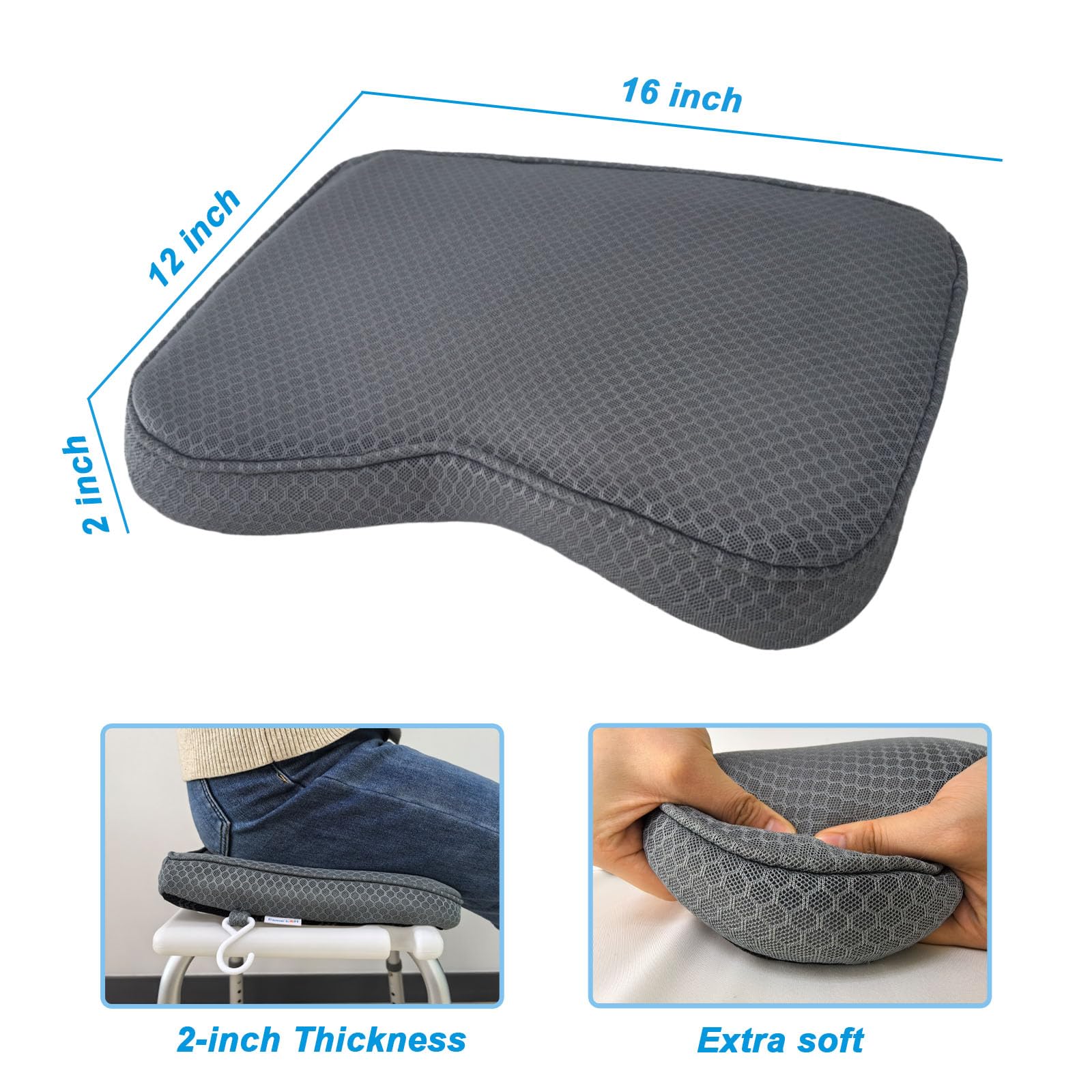 Esme L&H cushion showing anti-slip silicone bottom to prevent sliding on clean surfaces