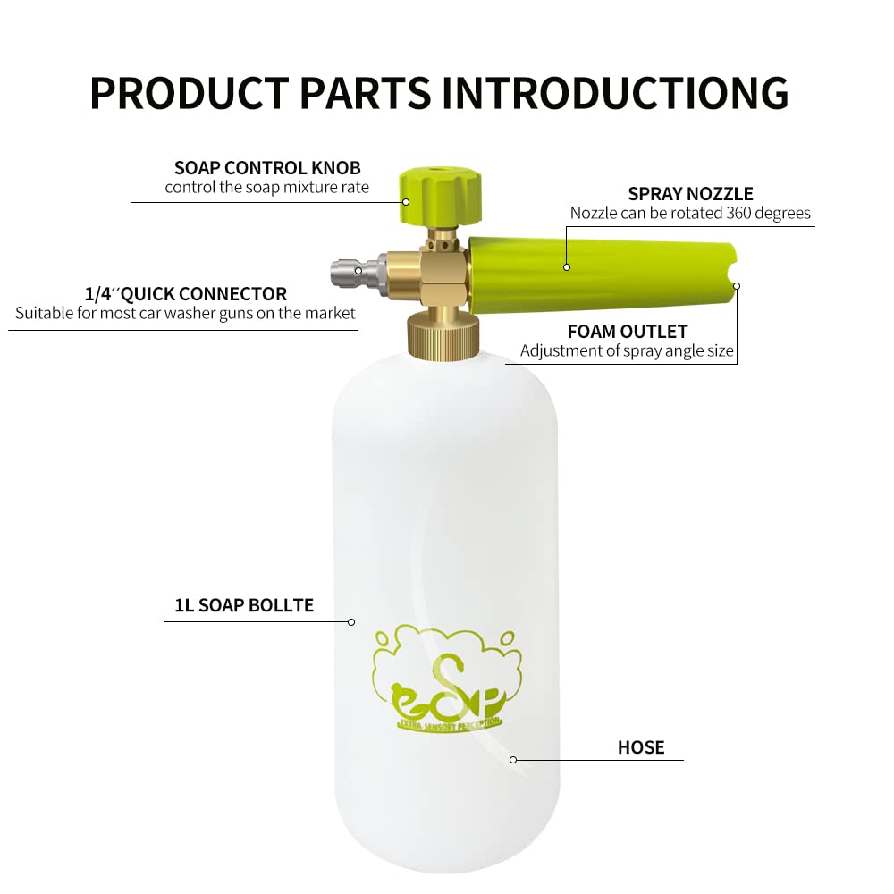 ESP foam cannon nozzle tilt adjustment for precise spray angles.