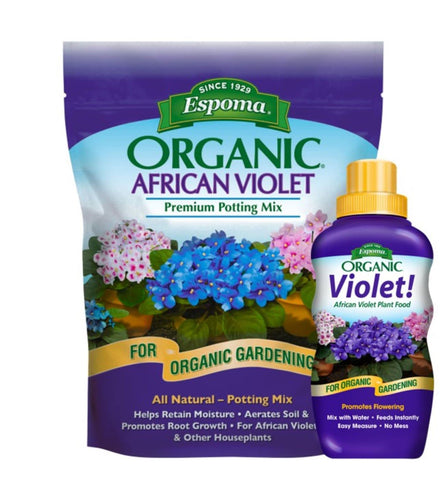 Espoma African Violet Mix 4qt bag supports vibrant blooms and healthy roots.