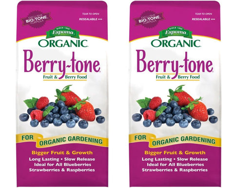Espoma Berry-Tone 4-3-4 bag, two-pack, ready-to-use berry feeding.