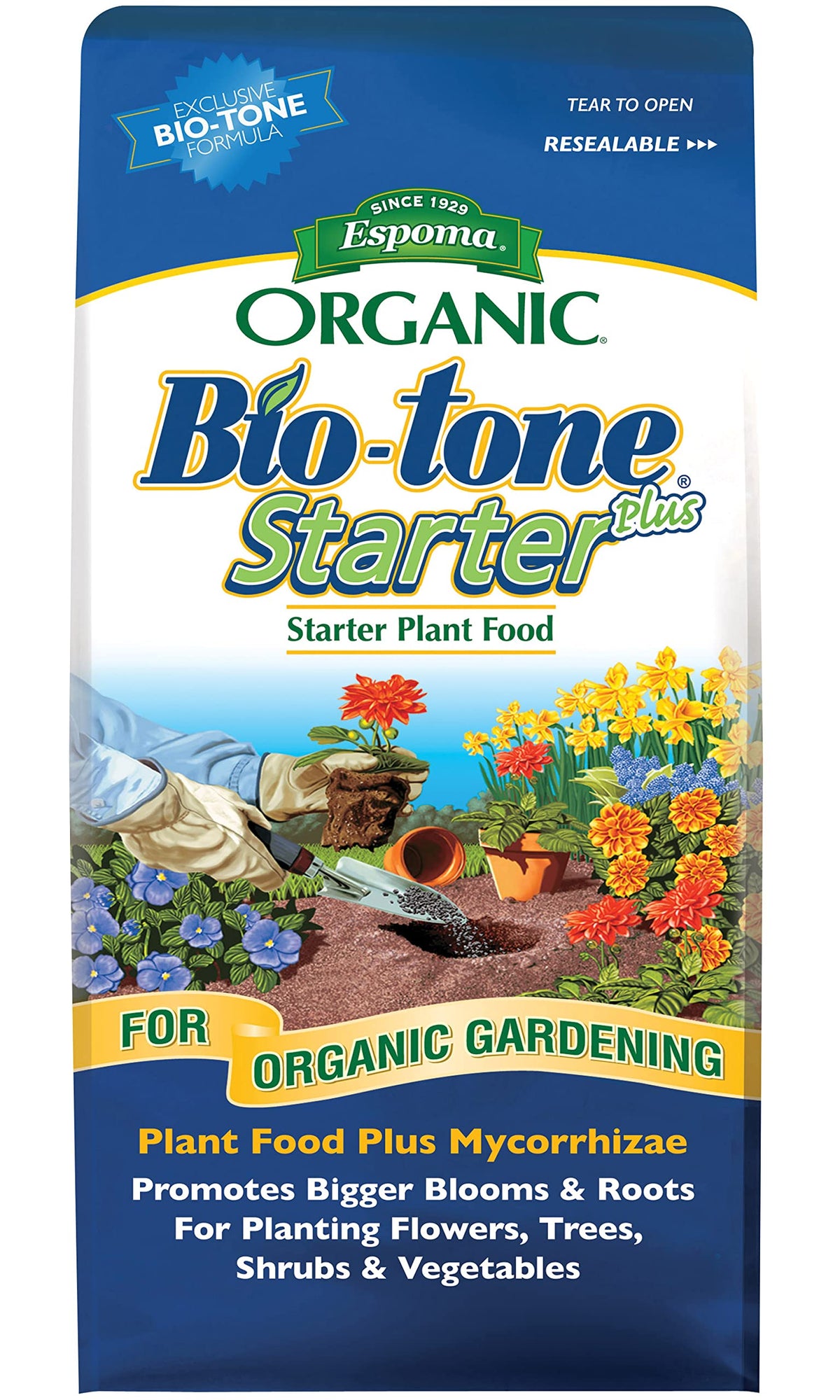 Espoma Bio-Tone Starter Plus 4lb bag for strong root development in new transplants