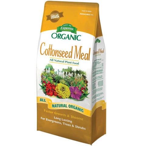 Espoma cottonseed meal fertilizer for trees and shrubs promoting balanced nutrients and healthier foliage