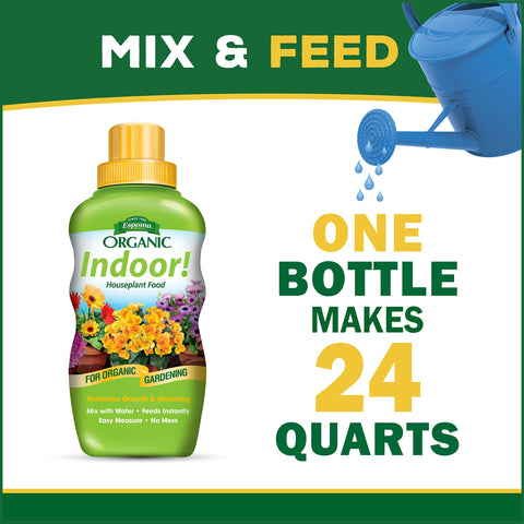Espoma Indoor Liquid Plant Food supports Fiddle Leaf Fig growth and vitality.