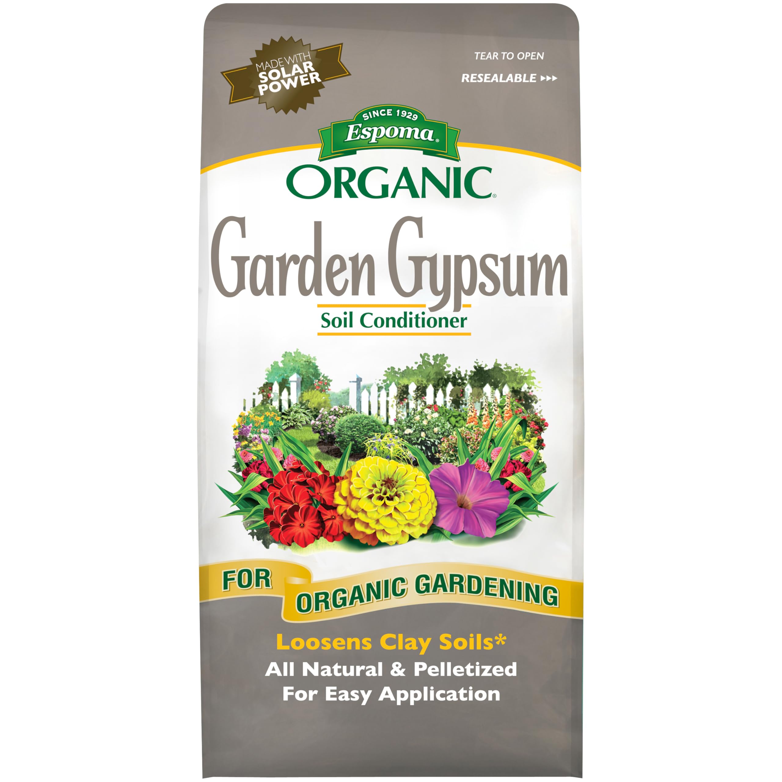 Espoma Garden Gypsum 6 lb bag with pelletized formula for organic beds.