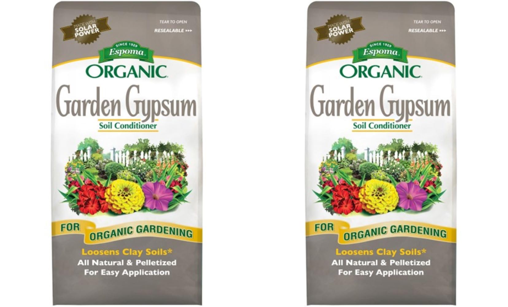 Espoma Garden Gypsum pellets for easy soil amendment and clay loosening.