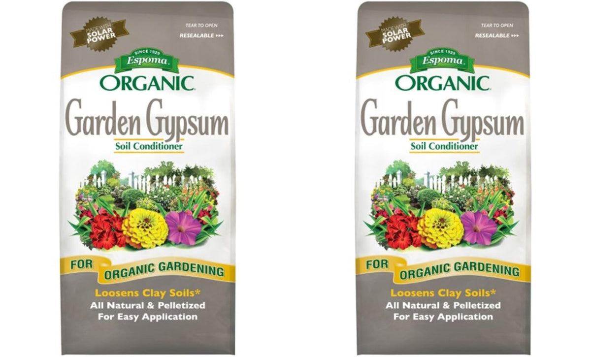 Espoma Garden Gypsum pellets for easy soil amendment and clay loosening.