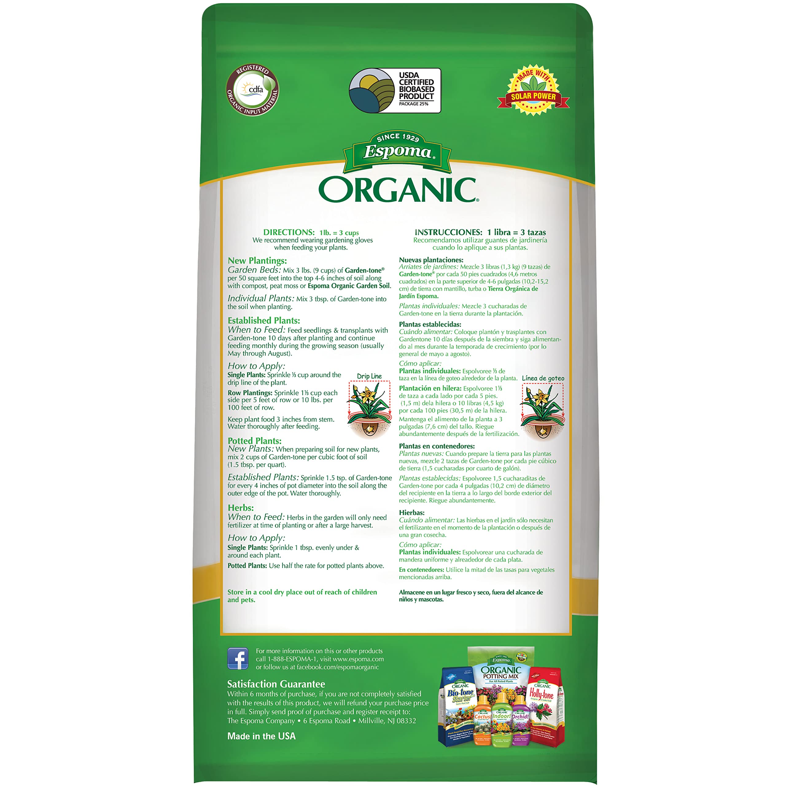 Espoma Garden-Tone supports leafy greens growth in organic garden.