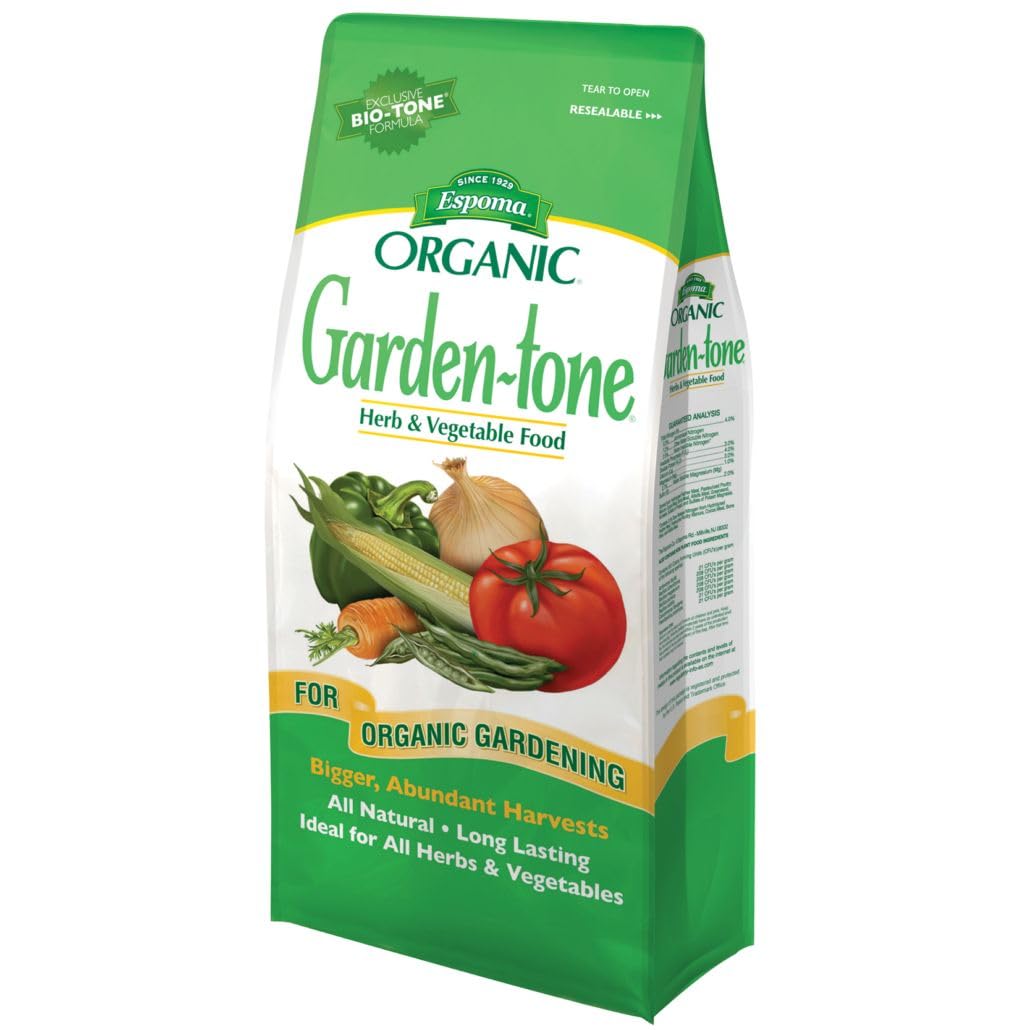 Espoma Garden-Tone organic approval label indicating organic gardening.
