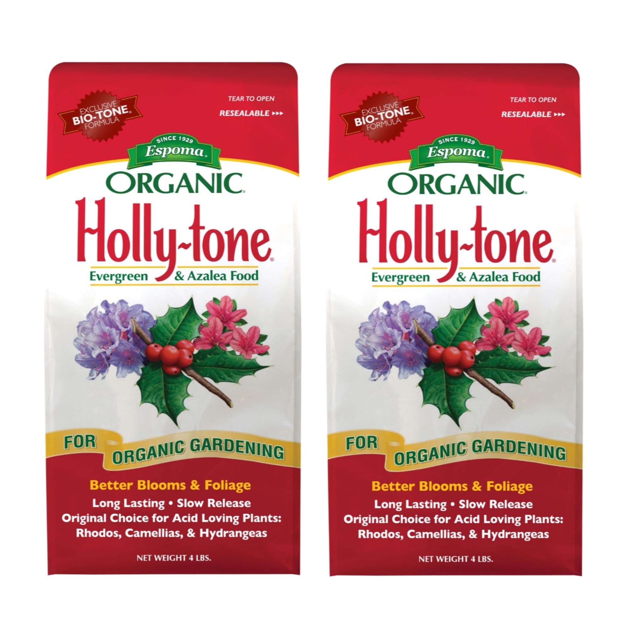 Espoma Holly-Tone 4-3-4 bag ready to feed acid-loving evergreens and azaleas.