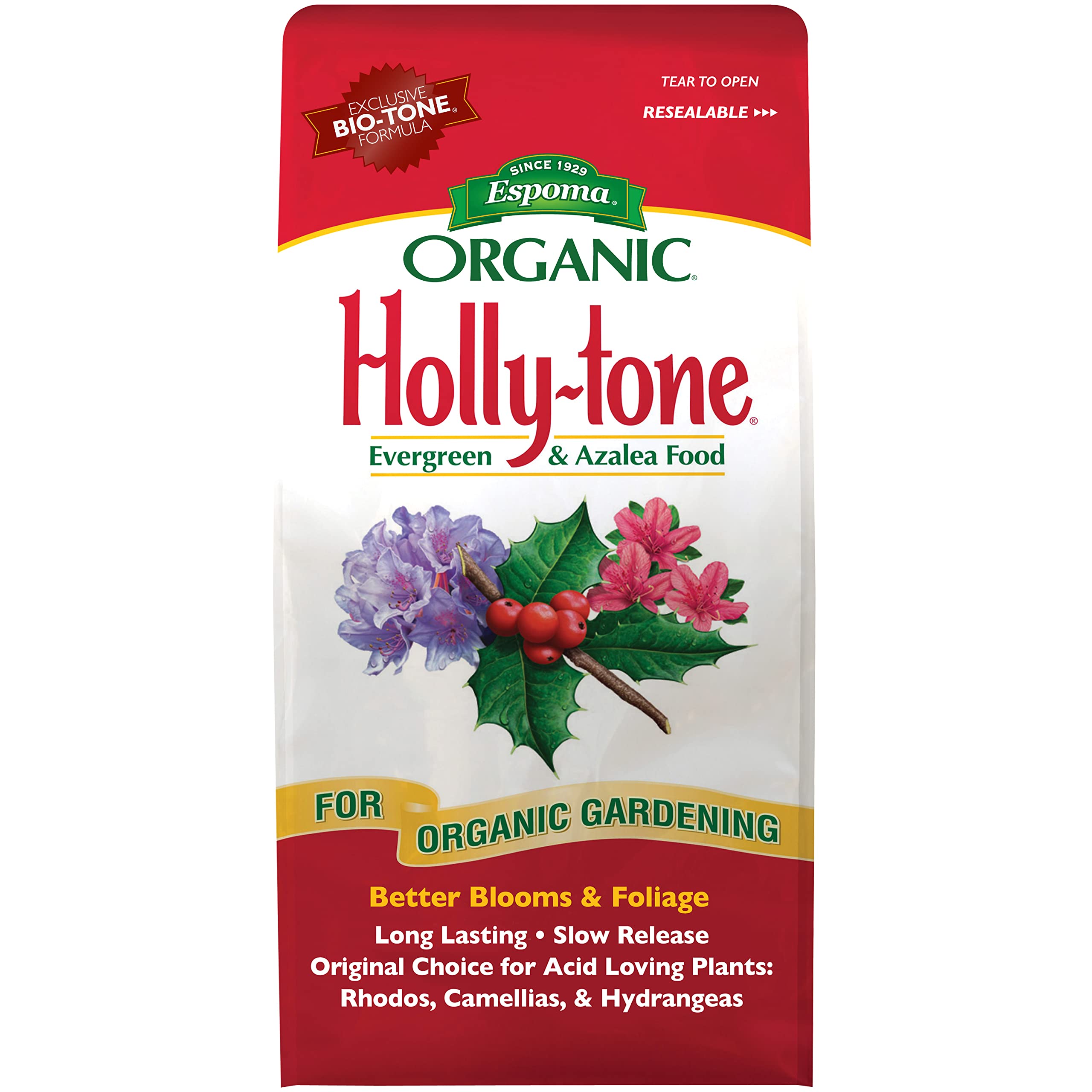 Espoma Holly-Tone 4 lb bag front view for easy outdoor use.