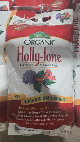 Espoma Holly-Tone organic certification badge indicates suitability for organic gardening.