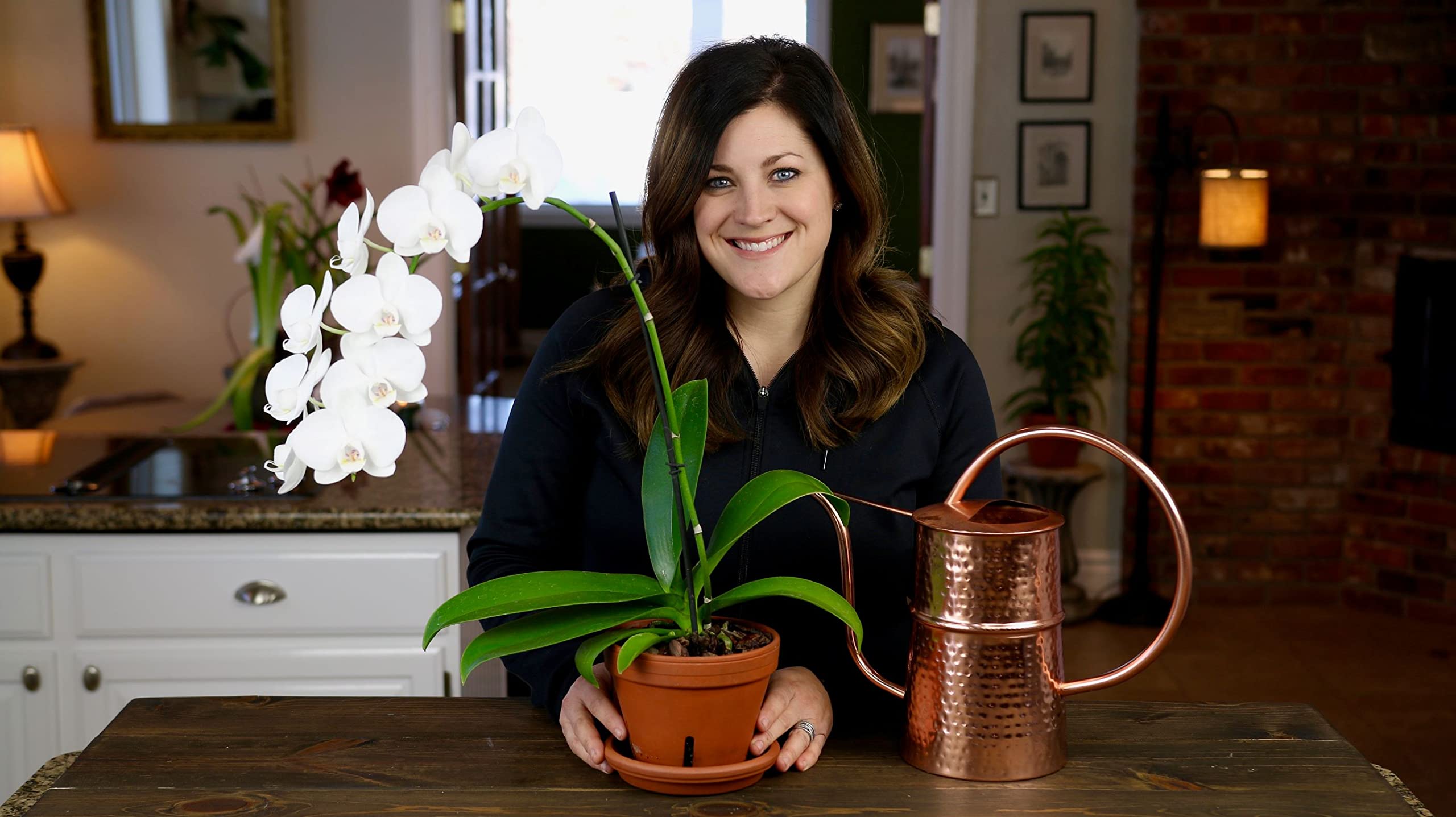 Orchid care being watered with Espoma fertilizer.