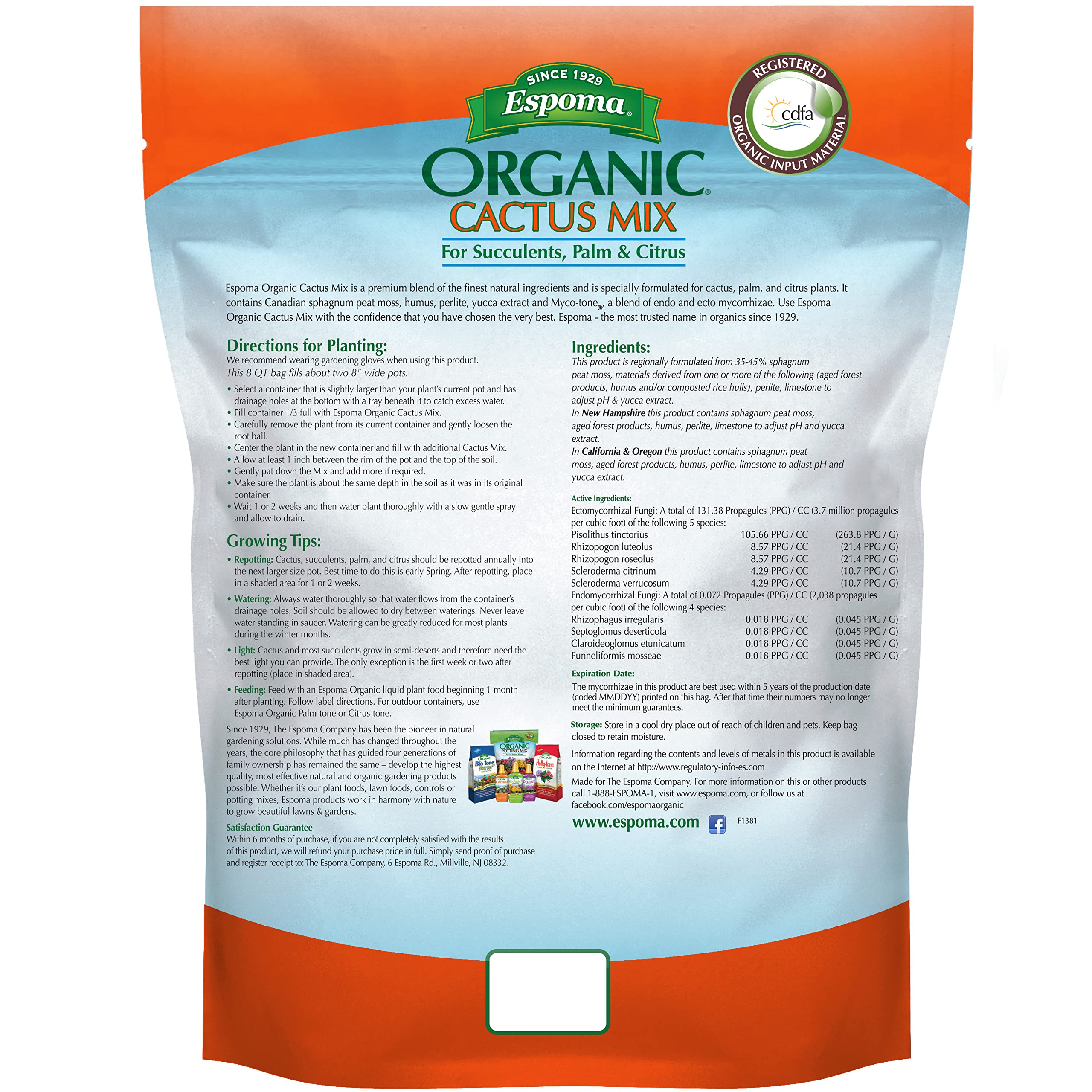 Close-up of Espoma organic mix texture highlighting airy, crumbly soil ideal for drainage.