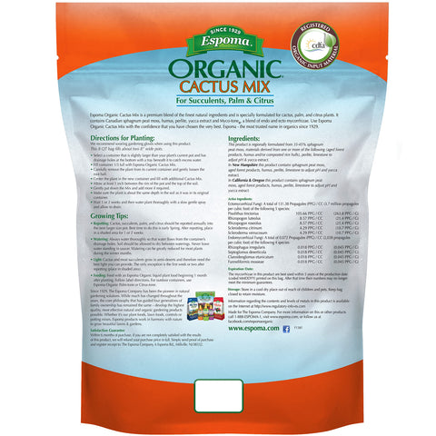 Close-up of Espoma organic mix texture highlighting airy, crumbly soil ideal for drainage.
