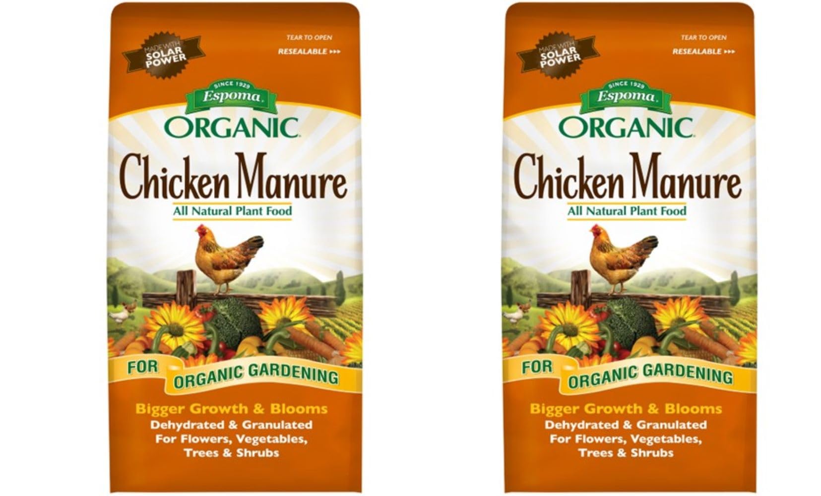 Espoma Organic Chicken Manure 3.75 lb bag, ready-to-use feeding.