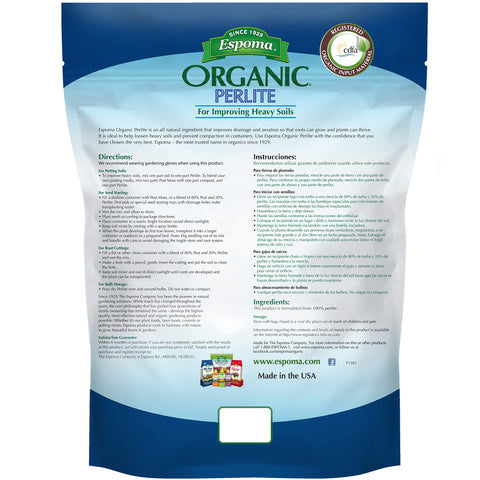 Espoma Organic Perlite pour-angle view highlighting drainage enhancement