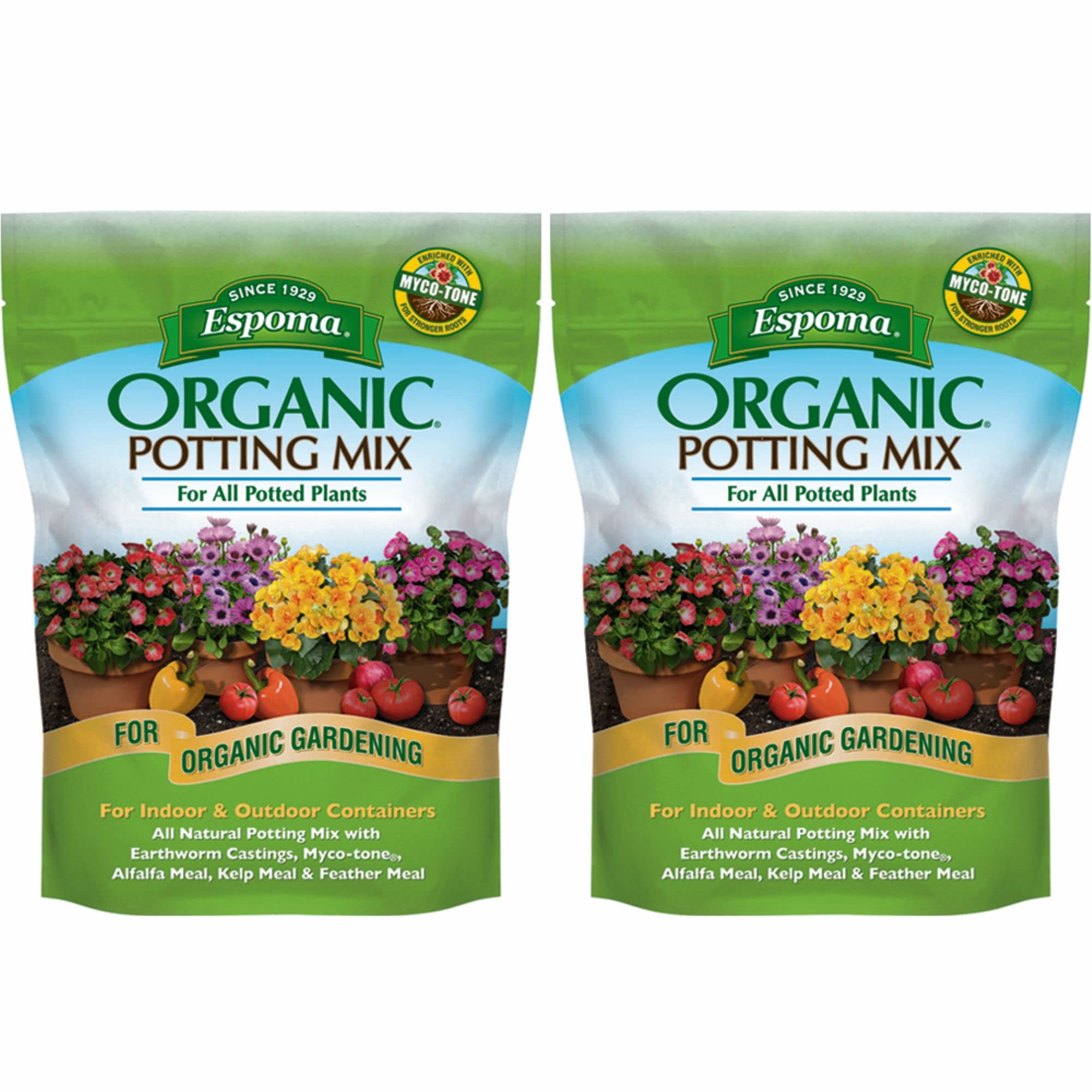 Espoma Organic Potting Soil Mix bag front for versatile container gardening.