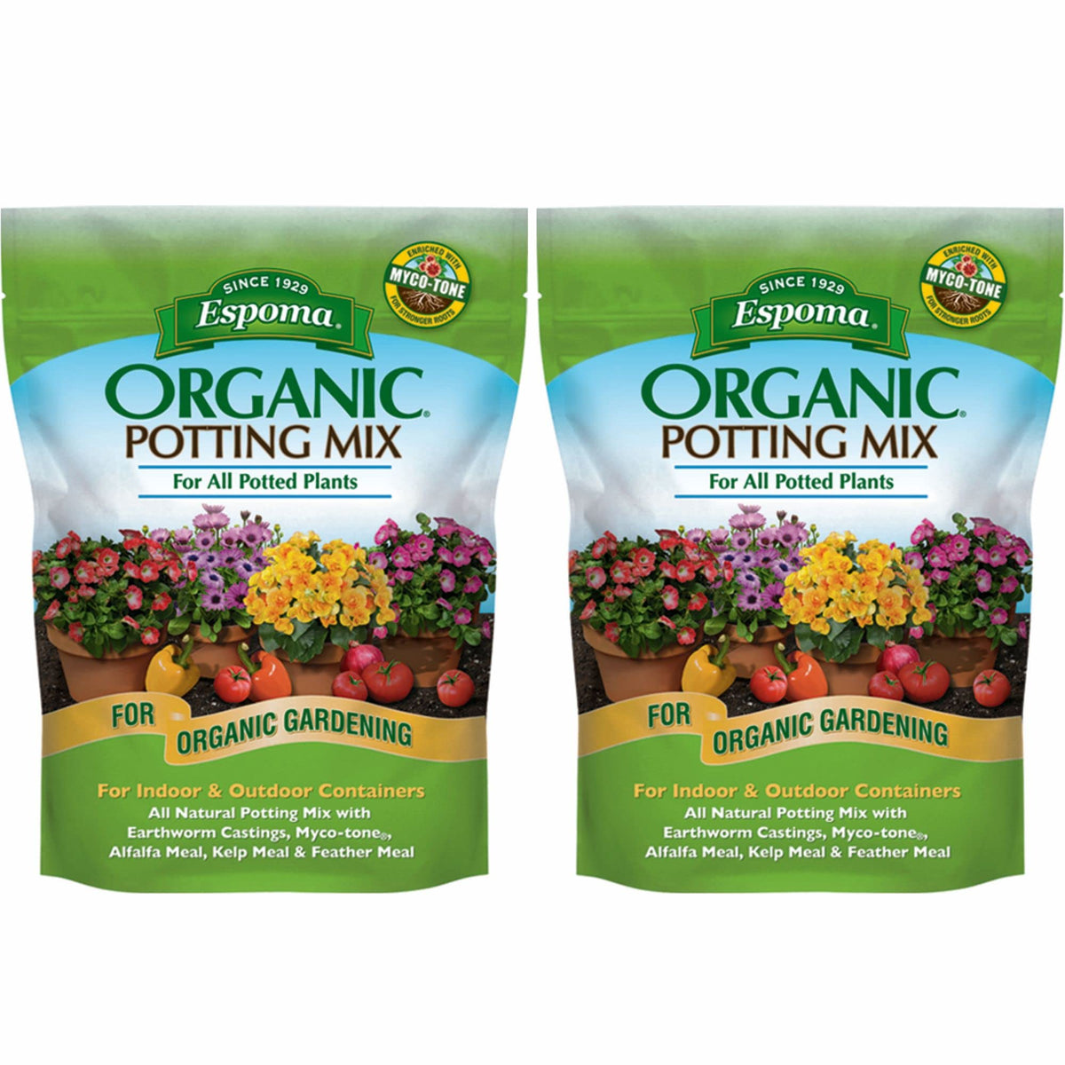 Espoma Organic Potting Soil Mix bag front for versatile container gardening.