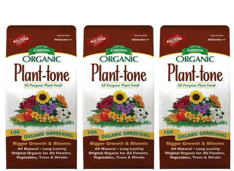 Espoma Plant-Tone 4-lb bags for all-purpose garden feeding.