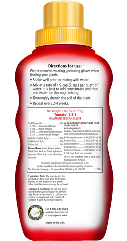 Espoma Tomato! fertilizer supporting healthy tomato and vegetable growth