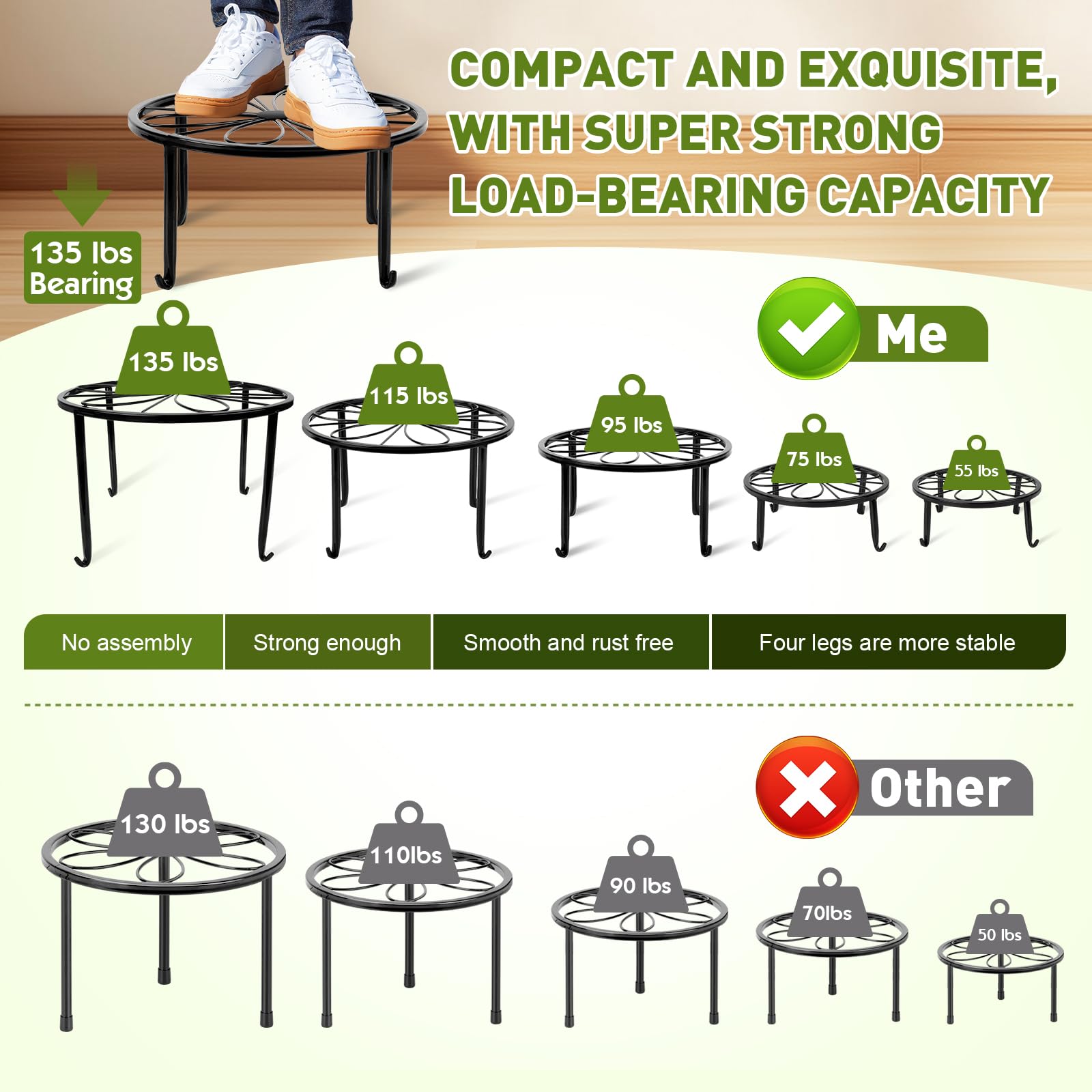 ESRICH arc leg floor protection plant stand supports pots while protecting floors