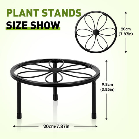 Round-base ESRICH plant stand in black elevates pots for better light exposure
